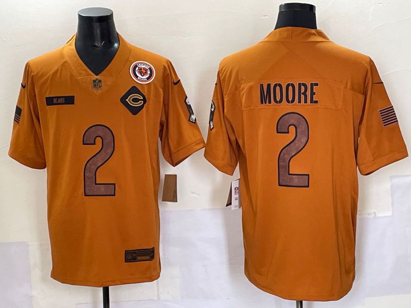 Men 2025 Chicago Bears #2 Moore Orange Nike Limited NFL Jersey style 002->chicago bulls->NBA Jersey